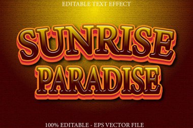 SUNRISE PARADISE düzenlenebilir metin efekti 3d kabartma stili tasarımı