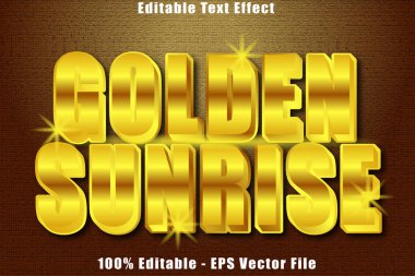 SUNRISE GoldLDEN düzenlenebilir metin efekti 3D kabartma stili tasarımı