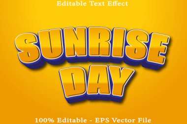 SUNRISE GÜN düzenlenebilir metin efekti 3d kabartma stili tasarımı