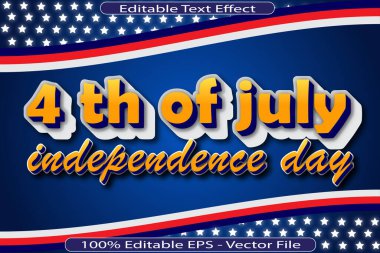 4 Temmuz HAZİRAN GÜN Düzenlenebilir metin efekti 3d kabartma stili tasarımı