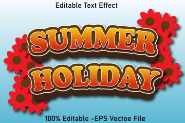 Yaz Tatili düzenlenebilir metin efekti 3d kabartma stili tasarımı