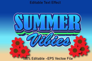 YAZ VİBES düzenlenebilir metin efekti 3D kabartma stili tasarımı