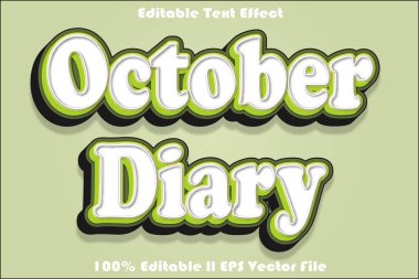 Ekim Günlüğü Düzenlenebilir Metin Efekti