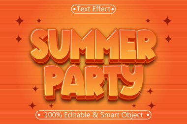 Yaz Partisi Düzenlenebilir Metin Efekti 3B Kabartma Modern Biçim