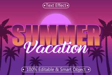 Yaz Tatili Düzenlenebilir Metin Efekti 3 Boyut Kabartma Modern Biçim