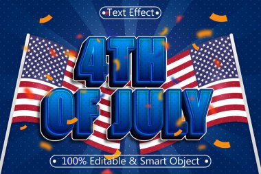 4 Temmuz Düzenlenebilir Metin Efekti 3 Boyut Kabartma Modern Biçim