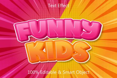 Komik Çocuklar Düzenlenebilir Metin Efekti 3 Boyut Kabartma Modern Biçim