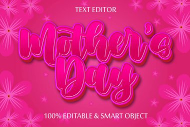 Anneler Günü Düzenlenebilir Metin Efekti 3 Boyut kabartması modern biçimi