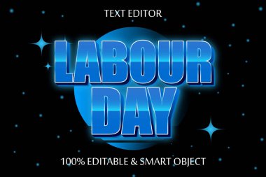 Çalışma günü düzenlenebilir metin efekti 3 boyut kabartma biçimi