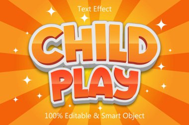 Çocuk Günü Düzenlenebilir Metin Efekti 3 Boyutlu Kabartma Çizgi Film Biçimi