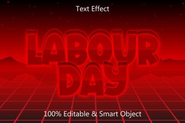 Çalışma günü düzenlenebilir metin efekti 3 boyut kabartma biçimi