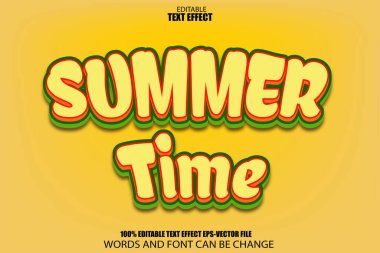 Yaz Saati Düzenlenebilir Metin Efekti 3d Çizgi Film Biçimi