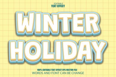 Kış Tatili Düzenlenebilir Metin Efekti 3B Çizgi Film Biçimi
