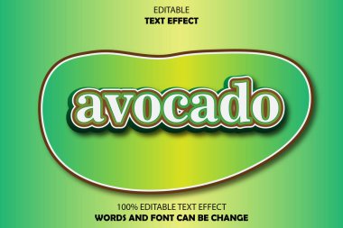 avokado düzenlenebilir metin efekti 3d kabartma biçimi