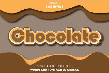 Çikolata düzenlenebilir metin efekti 3D kabartma biçimi