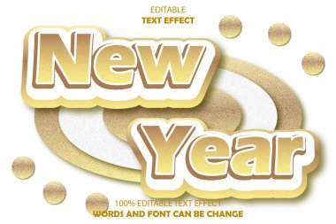 Yeni yıl düzenlenebilir metin efekti 3d modern kabartma