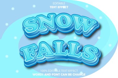 kar yağar düzenlenebilir metin efekti 3d kabartma biçimi