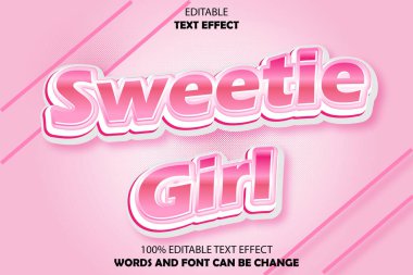 Tatlı kız düzenlenebilir metin efekti 3D kabartma biçimi