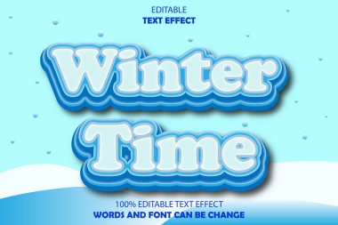 Kış zamanı düzenlenebilir metin efekti 3d kabartma biçimi