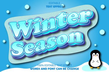 Kış Sezonu Düzenlenebilir Metin Efekti 3B Kabartma Çizgi Film Biçimi