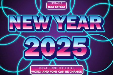 yeni yıl düzenlenebilir metin efekti 3d kabartma biçimi