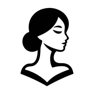 Beyaz arka planda bir kadının silüeti.