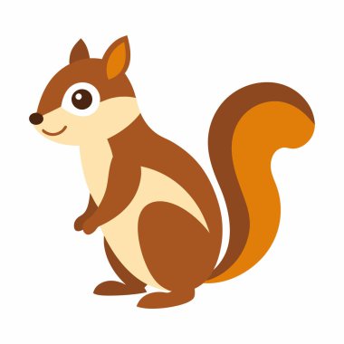 Beyaz arka planda yavru sincap hayvan düz vektör çizimi.