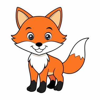 Bebek Tilki Hayvanı izole edilmiş düz vektör çizimi