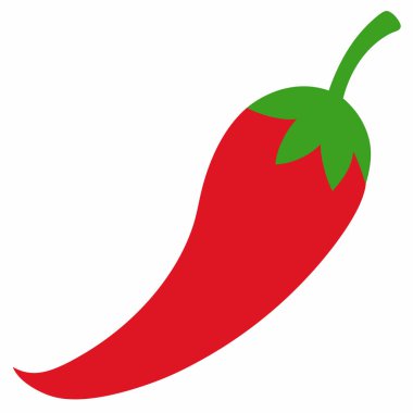 Beyaz arka planda kırmızı biber ikonu. Acılı Meksika baharatı. Çizgi film sebze yemeği.