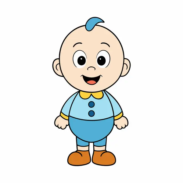 Şirin Bebek Çocuk çizgi film karakteri ilk adımı atıyor. Vektör El Çizimi Görünümü Şeffaf Arkaplanda İzole Edildi