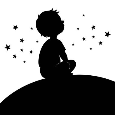 silhouette of a child with a star on a white background clipart