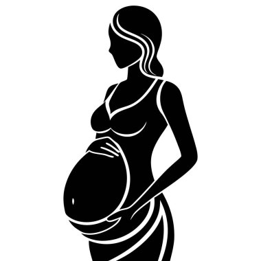 Beyaz arka planda topu olan hamile bir kadın.