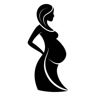 Silüet hamile kadın simgesi, vektör, illüstrasyon