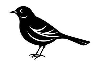 Beyaz arkaplandaki bir kuşun siyah silueti.