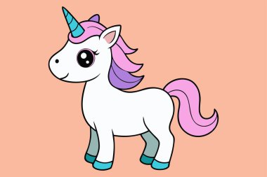 Pembe yeleli şirin tek boynuzlu at.