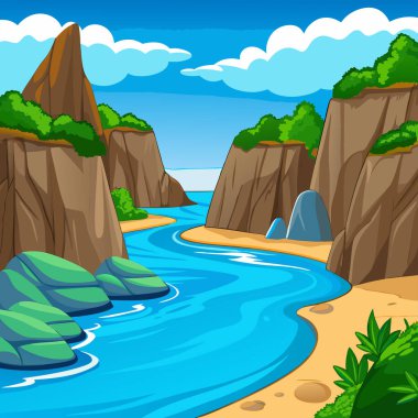 Nehir çiziminin güzel bir manzarası