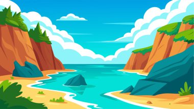 vector illustration of a beautiful summer landscape. clipart