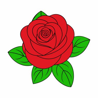 Gül çiçeği ikonu, çizgi film tarzı