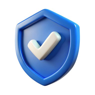 İşaretleme simgesi, güvenlik ve 3D ile kalkan koruması. 3 boyutlu izometri güvenliğini sağlayın. Siber güvenlik kavramı