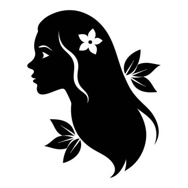 bir kızın beyaz zemin üzerine siluet vektör.