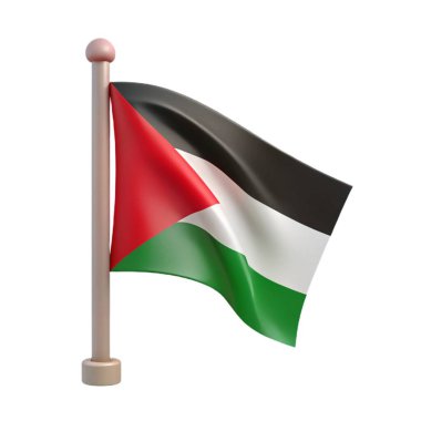 Beyaz arka planda izole edilmiş ulusal Filistin bayrağı
