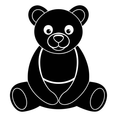 Ayı simgesi. Siyah çizim tasarımı. Vektör grafik. beyaz arkaplanda izole.