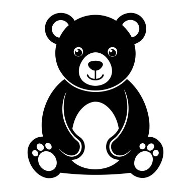 Şirin bir ayı büyük siyah bir yayla oturuyor.