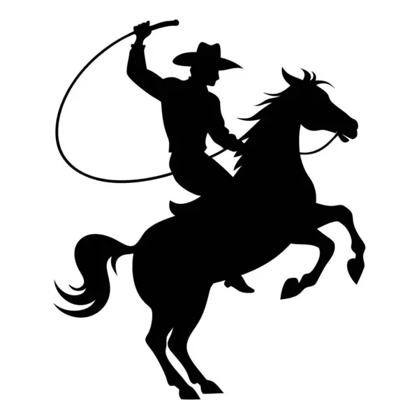 Beyaz arka planda kovboy şapkalı bir kadının vektör silueti..