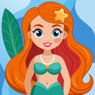 Crown karikatür vektör illüstrasyon grafik tasarımı ile sevimli deniz kızı