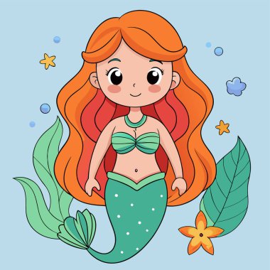 Denizdeki sevimli deniz kızı çizgi filmi