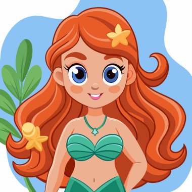 Mercan Çizgi Filminde Oturan Şirin Kız Denizkızı Vektör Simgesi İnsanlar Tatil Simgesi İzole edilmiş Premium Vektör Düz Çizgi Film Biçimi