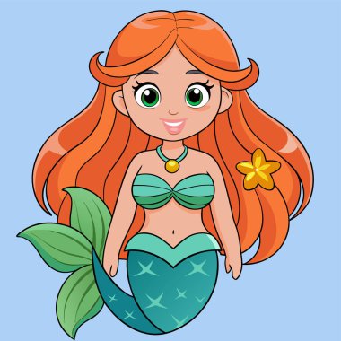 Çiçekli karikatür denizkızı