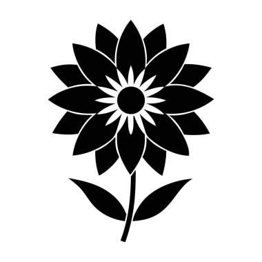 Beyaz arkaplanda nilüfer çiçeği silueti, vektör