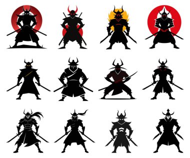 Samuray Siluet Vektör Çizim Çubuğu